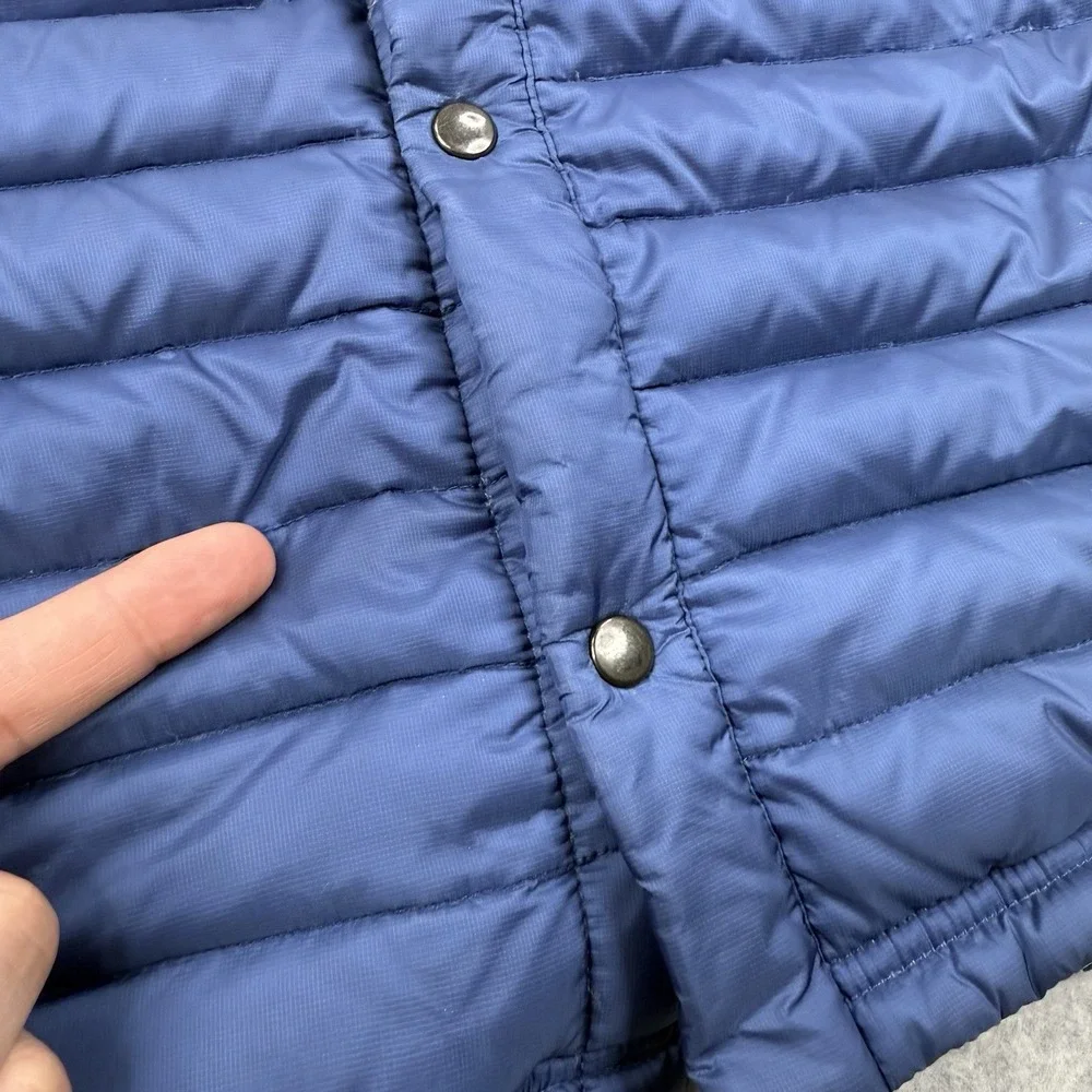 Relwen Jacket Mens Small Blue Puffer Goose‎ Down Quilted Snap Button Outdoors